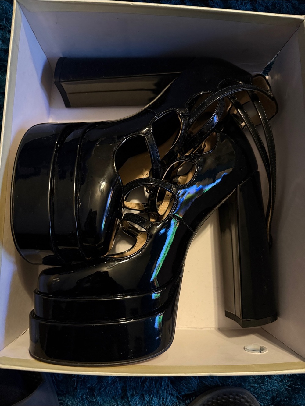 Black Patent Platform Mary Jane Heels